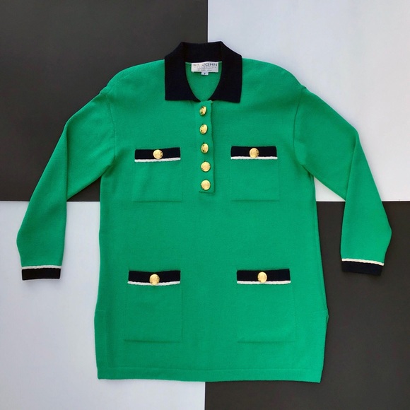 St. John Kelly Green Santana Knit Top - Picture 3 of 9